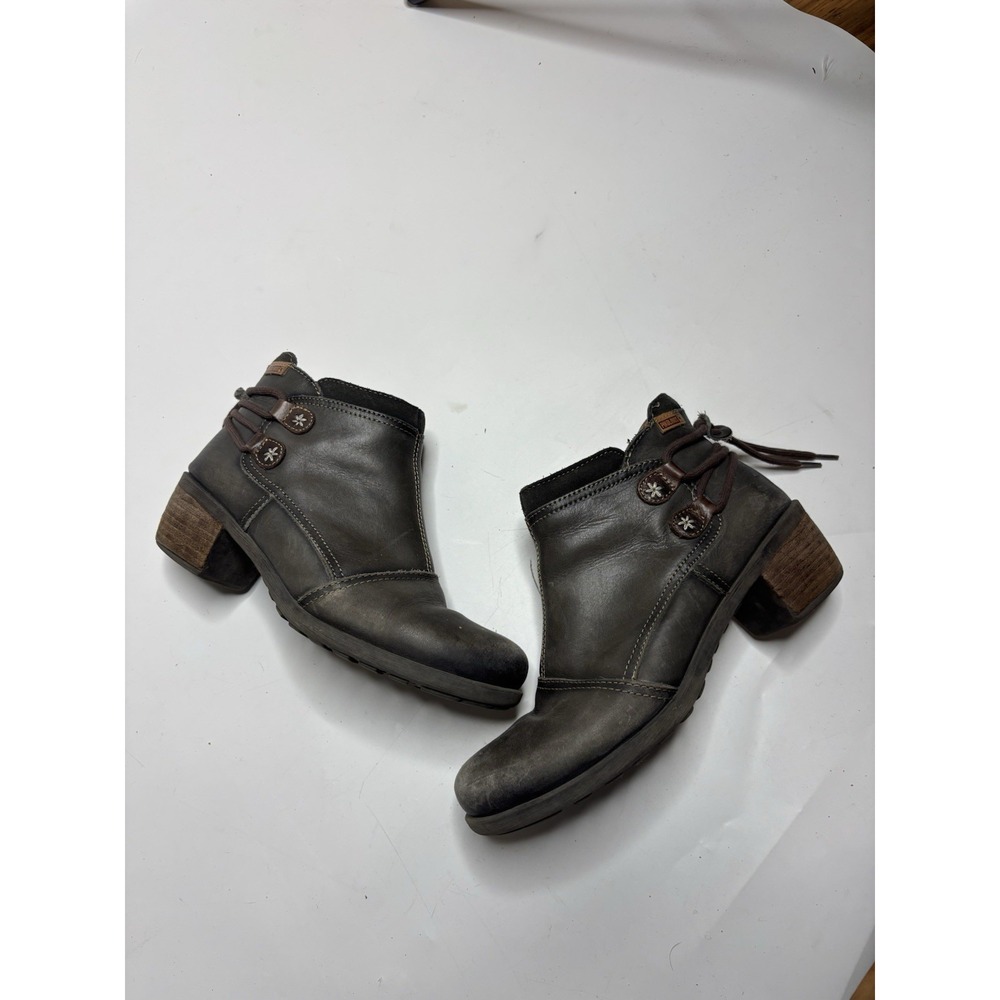 Pikolinos Women's 38 US 8 Le Mans Gray‎ Tie Leather Ankle Boots Rustic Boho